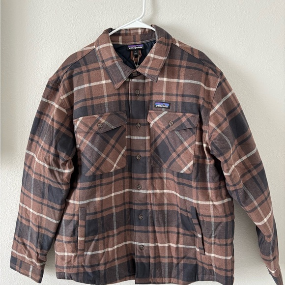 Patagonia Lightweight Insulated Fjord Flannel Shirt Size Large, Brown, NWT - Picture 1 of 6